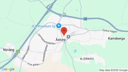 Butikslokaler att hyra i Åstorp - kort over placeringen