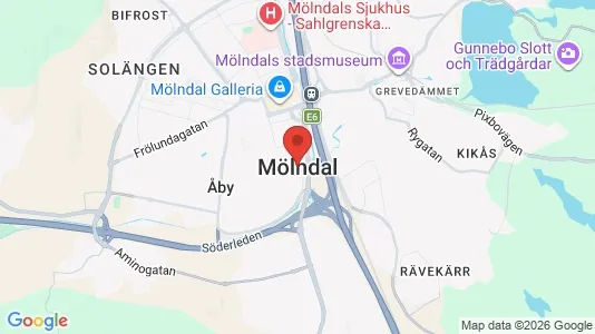 Butikslokaler att hyra i Mölndal - kort over placeringen