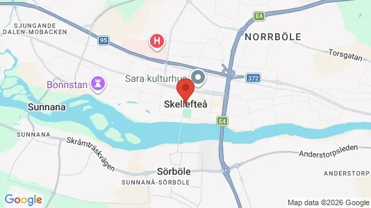 Butikslokaler att hyra i Skellefteå - kort over placeringen