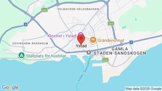 Butikslokaler att hyra i Ystad - kort over placeringen
