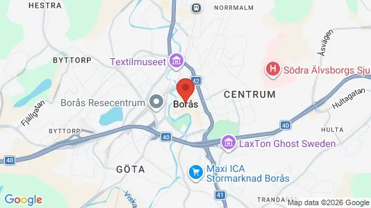 Butikslokaler att hyra i Borås - kort over placeringen