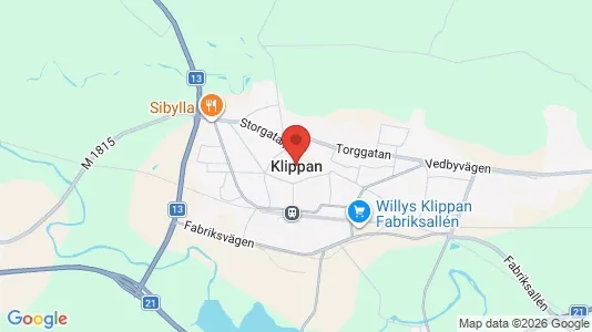 Butikslokaler att hyra i Klippan - kort over placeringen