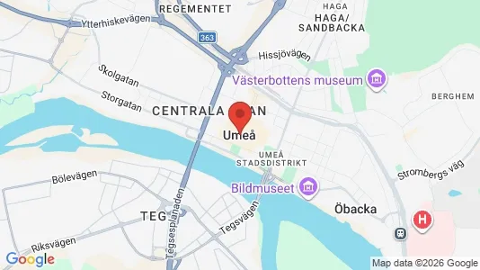 Butikslokaler att hyra i Umeå - kort over placeringen
