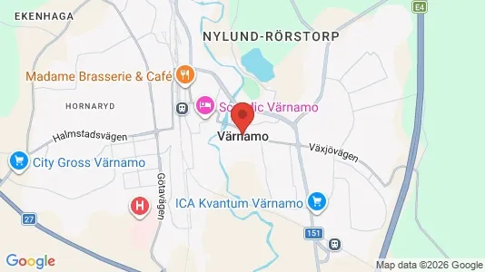 Butikslokaler att hyra i Värnamo - kort over placeringen