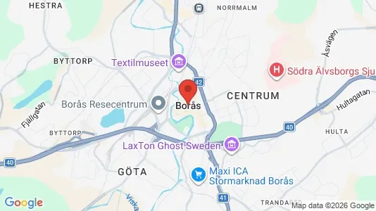 Butikslokaler att hyra i Borås - kort over placeringen